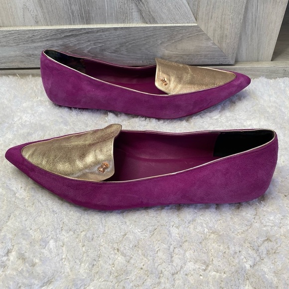 Ted Baker Oleshky Purple/Metallic Leather Ballet Flats US  10.5-11  EU 41 - Picture 7 of 10